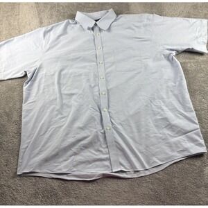 Stafford Travel Wrinkle Free Oxford Dress Shirt Mens 19 Light Blue Short Sleeve